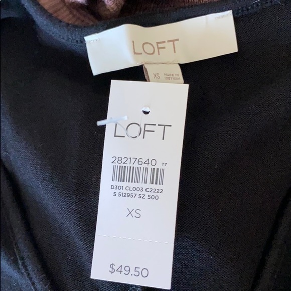 NWT black Loft long sleeve top w/gathered front XS - Picture 3 of 8